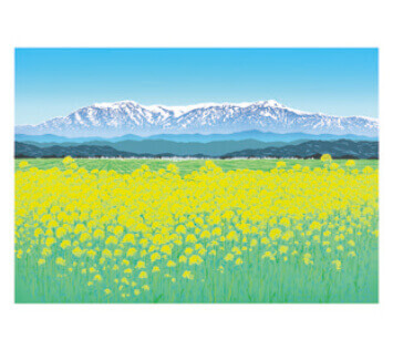 3-4月 陽春の飯豊連峰 小暮真望版画集 2022年カレンダーの画像
