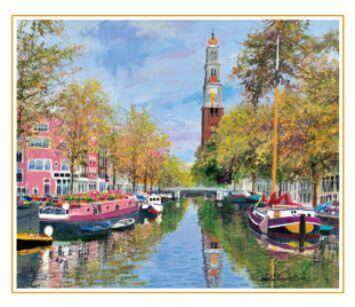 9-10月 秋の運河を航く オランダ 欧羅巴を描く 小田切訓 2022年カレンダーの画像