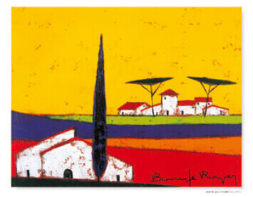 3-4月 低地の家、遠方にのぞむ農家 ロジェ・ボナフェ作品集 2022年カレンダーの画像