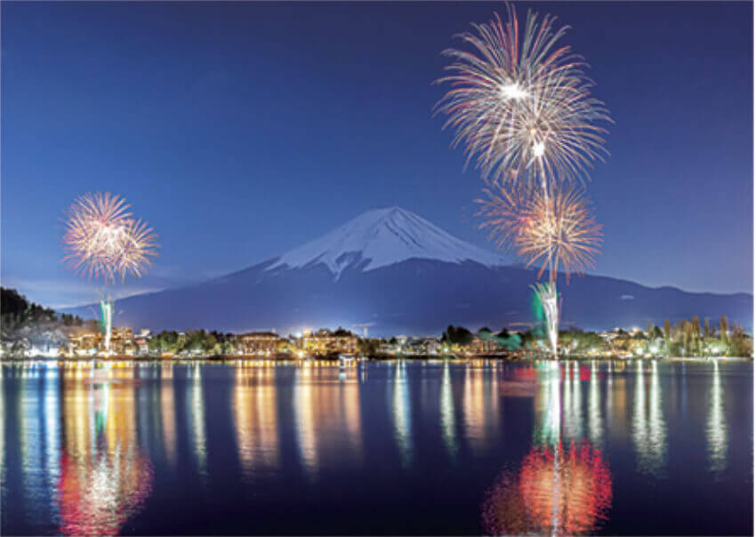 1月 河口湖 冬花火(山梨県) 富士十二景 2023年カレンダーの画像