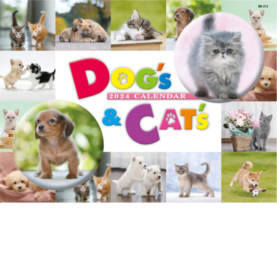 DK213 Dog&Cat 2025年カレンダー 犬も猫も大好きな方におすすめ！