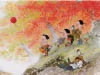 9/10月　三姉妹の赤い風船 風の詩　中島潔作品集(フィルムカレンダー) 2024年カレンダーの画像