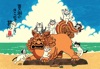  招福ねこ暦 岡本肇 2025年カレンダーの画像